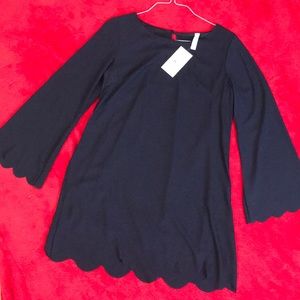 Scalloped Navy Dress